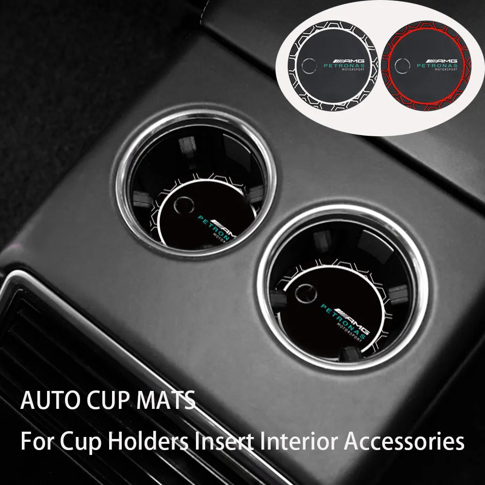 

2pcs Car Coaster Water Cup Bottle Holder Anti-slip Pad Mat For Mercedes Benz AMG Interior Decoration Car Styling Accessories