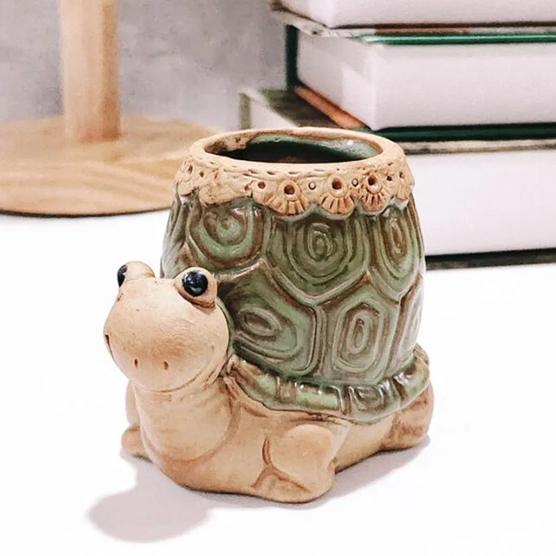 Мультяшный керамический цветочный горшок в виде улитки черепахи животных