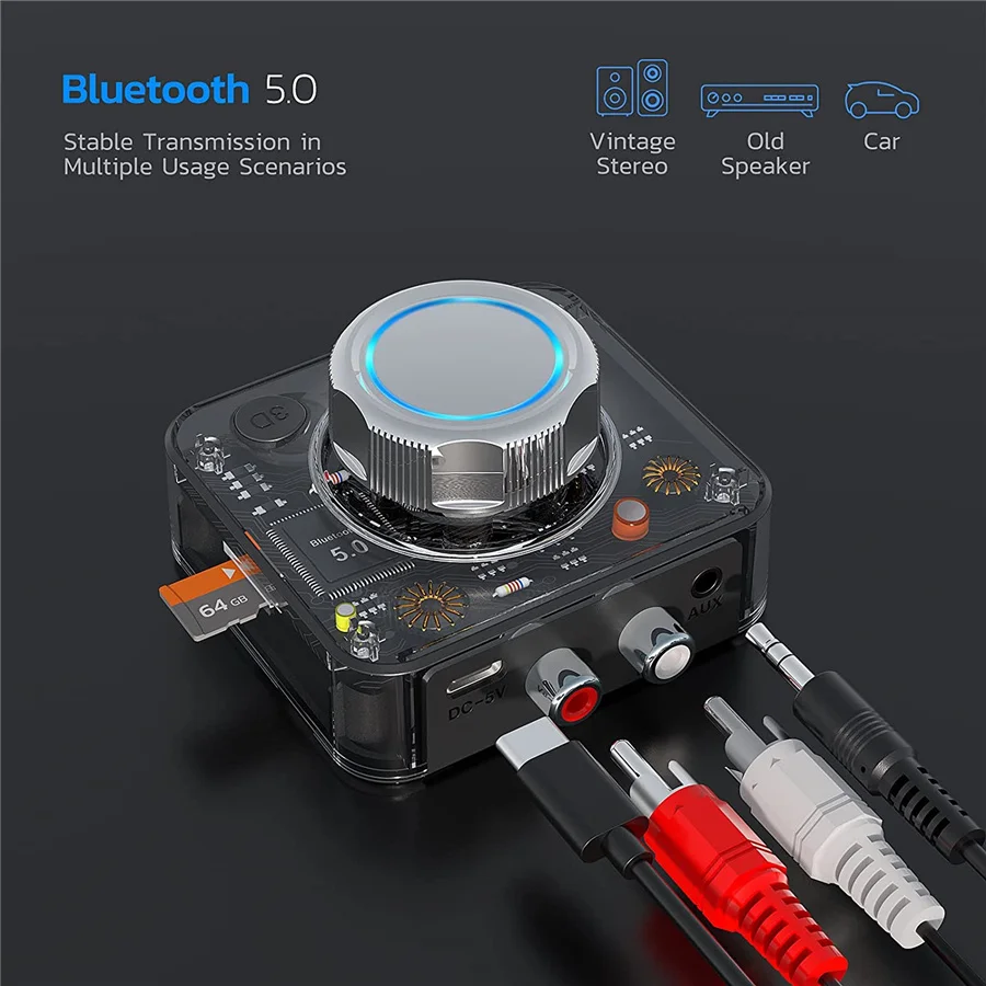 Bluetooth 5 0 приемник 3D стерео TF карта RCA 3 мм AUX разъем беспроводной адаптер для