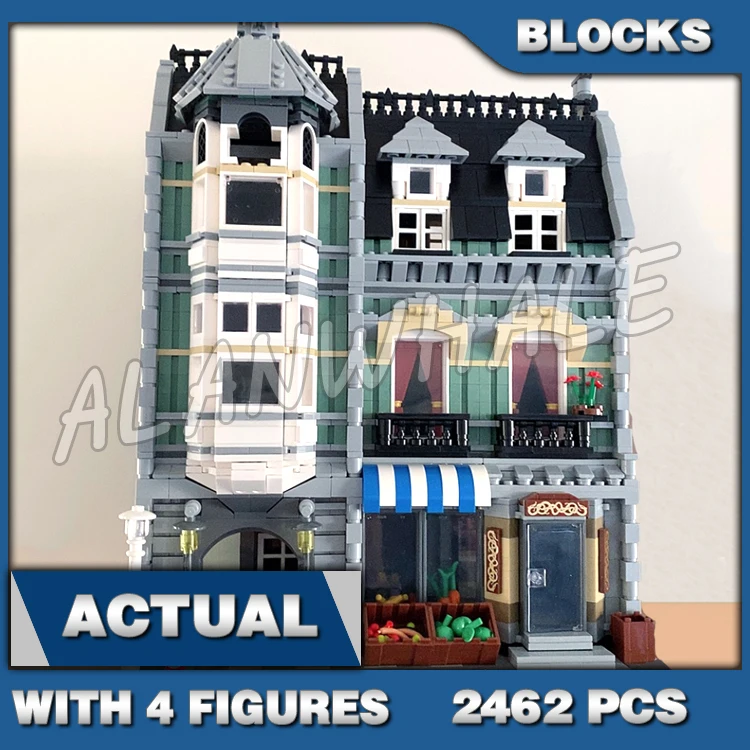 

2462pcs Expert Modular Street View Green Grocer Classic Apartments 15008 Building Block Toys Compatible With Model