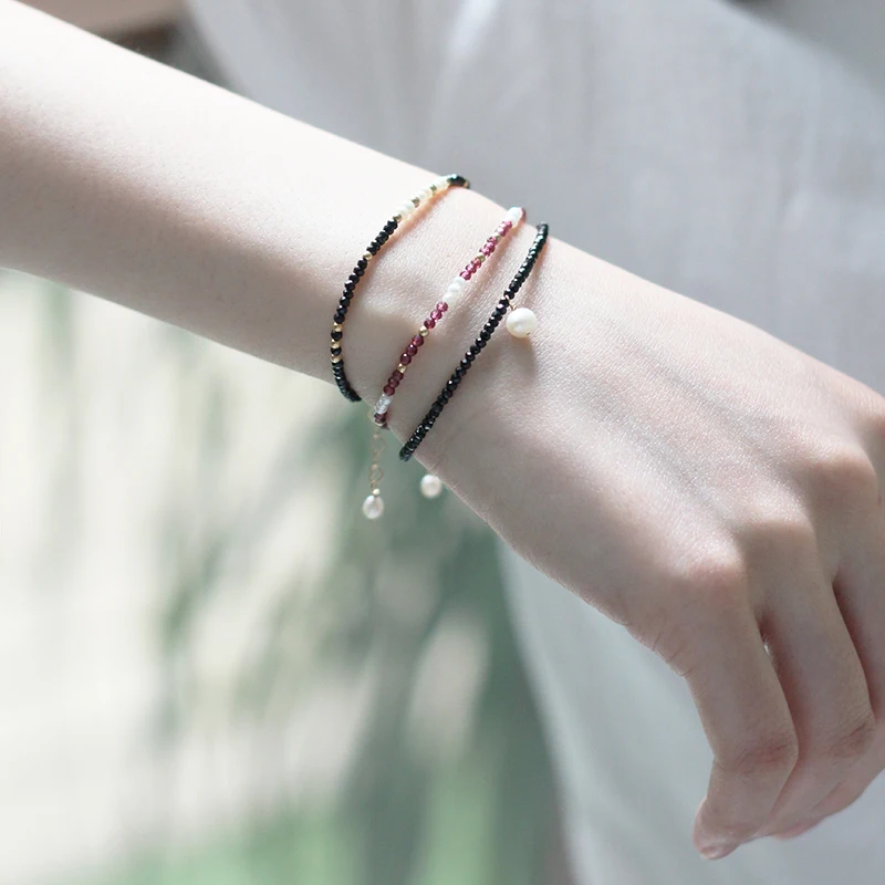 

shining 3mm Natural crystal stone Bracelet for Women Crystal Chain Bracelet women Jewelry Black Color Link Chain Bracelet Femme