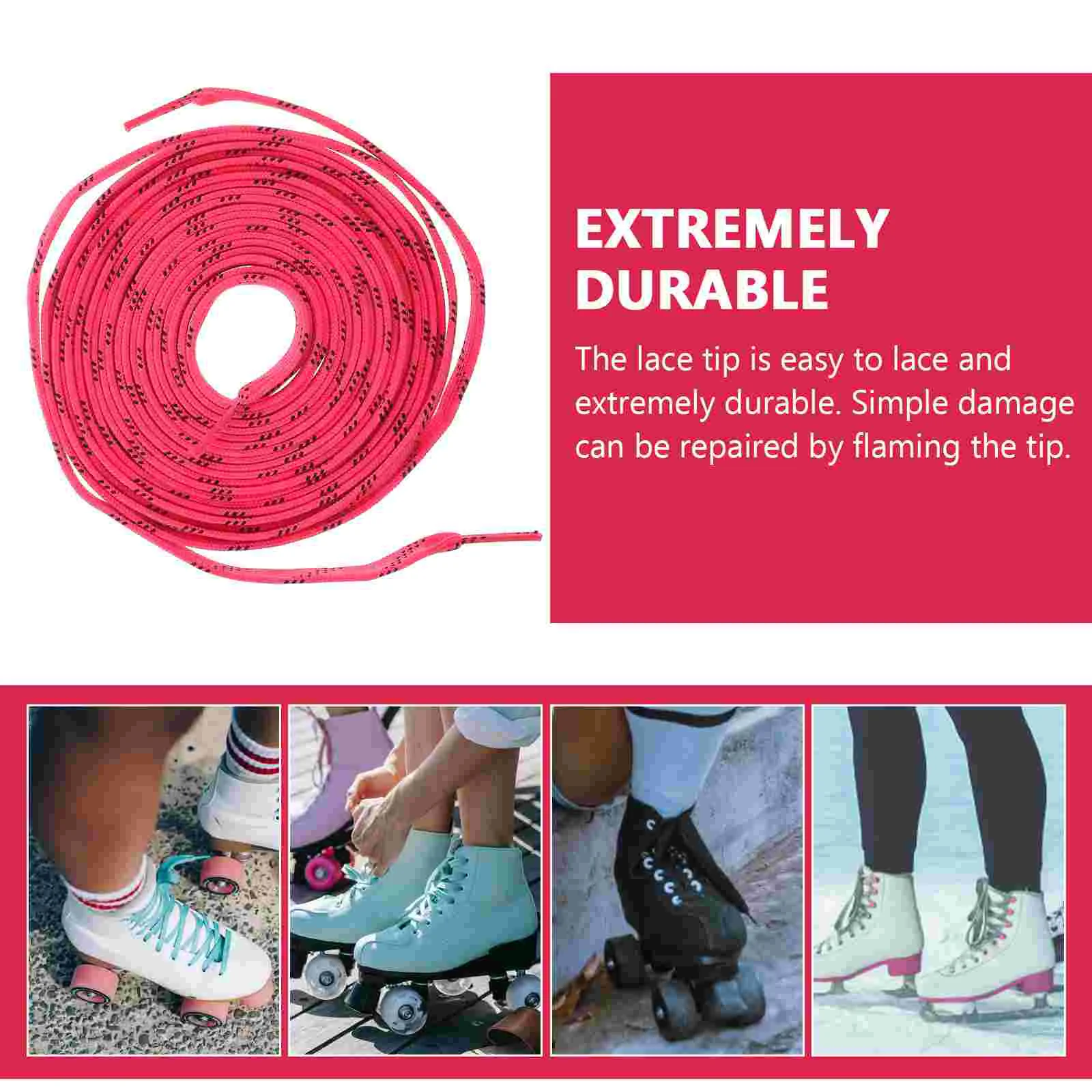 Laces Shoe Polyester Waxed Skateboard Shoelaces Roller Wide Shoes Skating Accessories