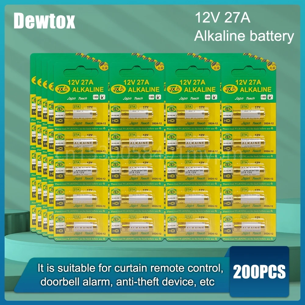 Щелочная батарея MN27 MS27 GP27A A27 12В 27A A27 200 шт., для открывателя гаражных дверей, A27 L828 V27GA ALK27A A27BP K27A VR27 R27A 27A