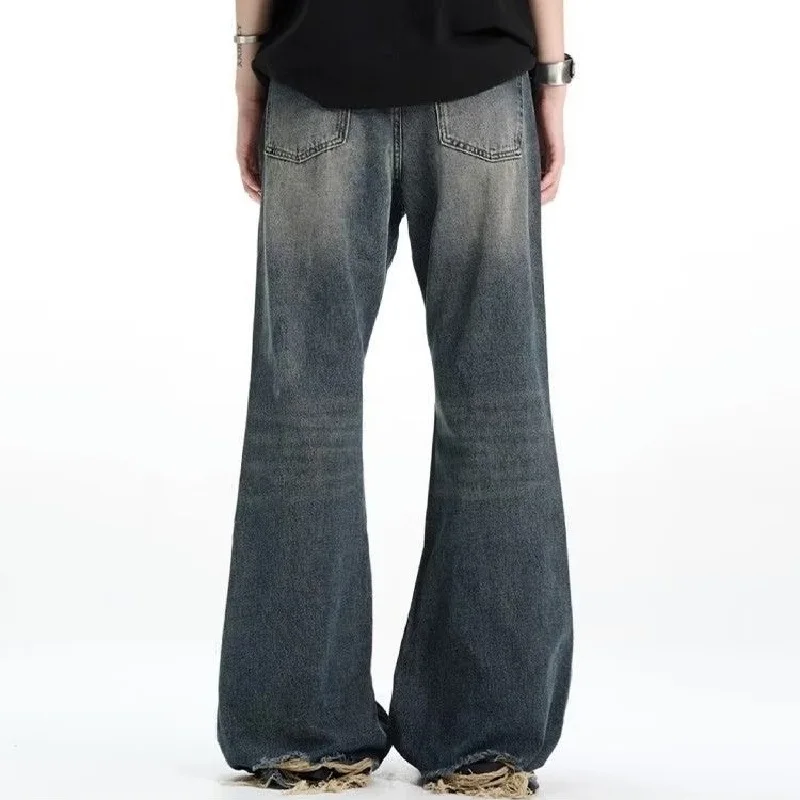 Y2k Американские винтажные джинсы Мужские осенние потертые старые свободные
