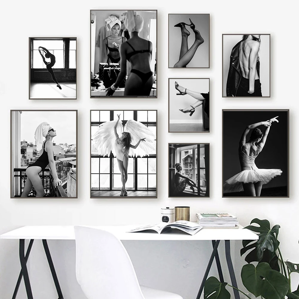 Черно-белый плакат для фотосъемки роскошная модная Картина на холсте с