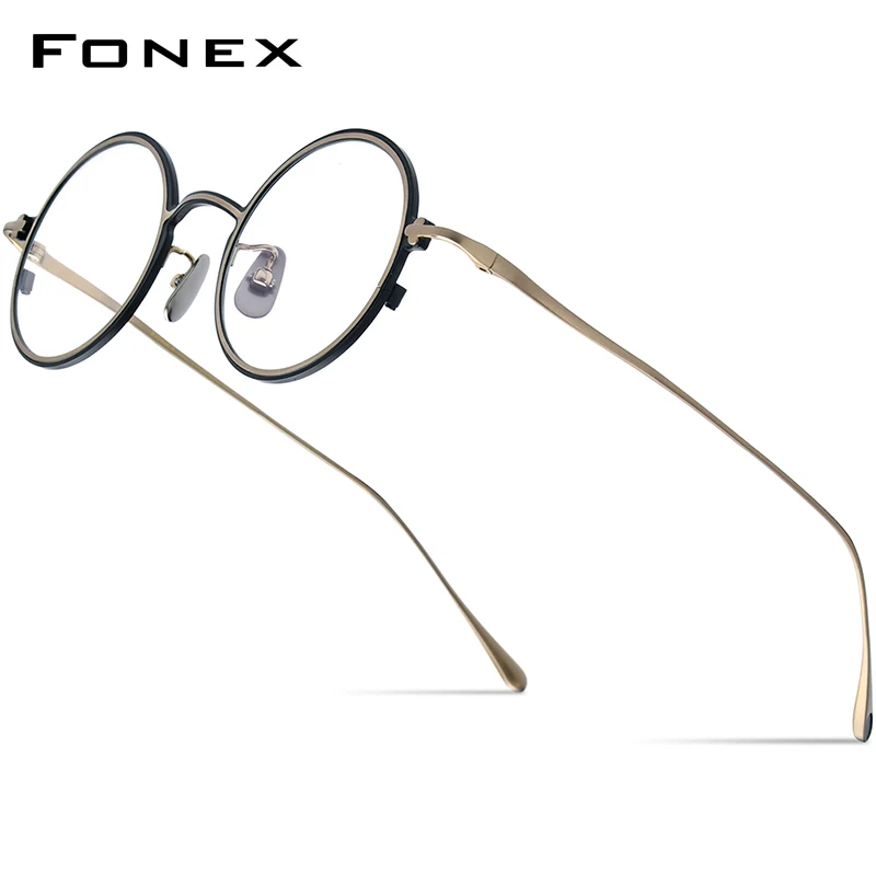FONEX Pure Titanium Eyeglasses Frame Women Colorful Retro Round Prescription Glasses 2023 Vintage Myopia Optical Eyewear PHI