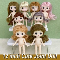new 8 points 3d round eyes cute emoji face bjd doll mini naked girls princess baby dress up ob11 ball jointed dolls kid toy gift