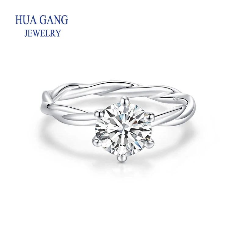 

D Color Moissanite Diamond Ring 925 Silver Engagement Ring Classic Round Women's Wedding Gift Size 1.0 Carat