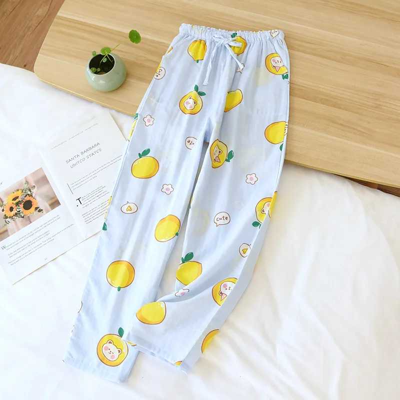 Japanese Style New Pants Ladies Trousers 100% Cotton Gauze Summer Thin Home Pants Loose Cartoon Comfortable Pajamas Shorts