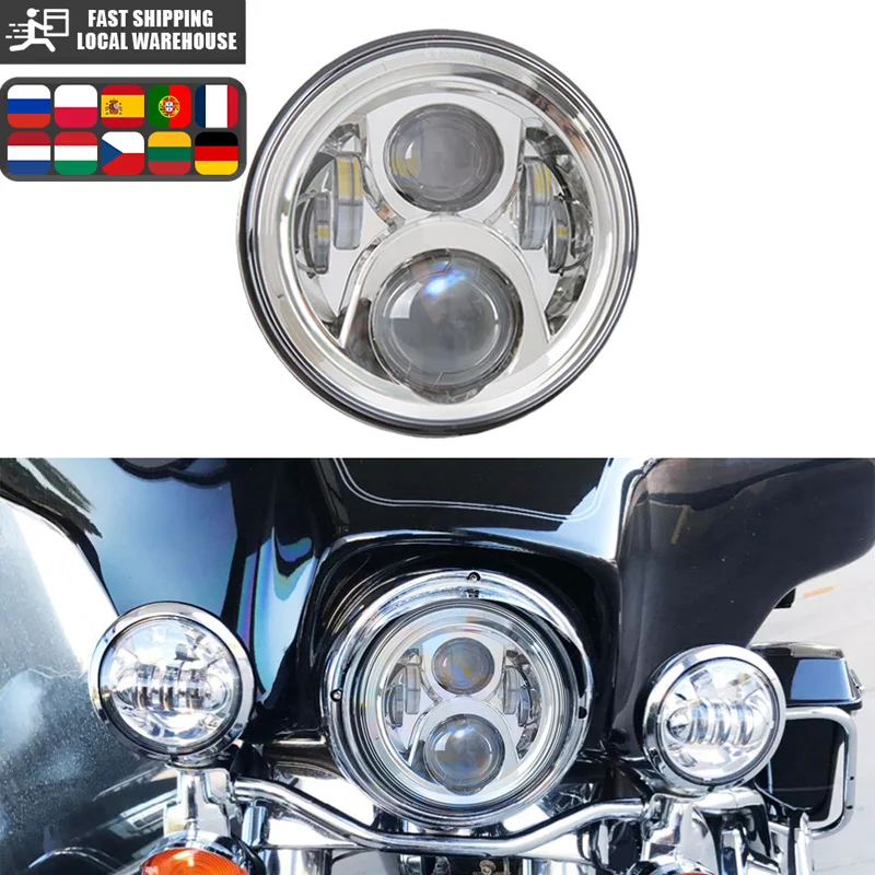 Мотоциклетная фара 7 &quotсветодиодный проектор с двигателем хромированная H4 для