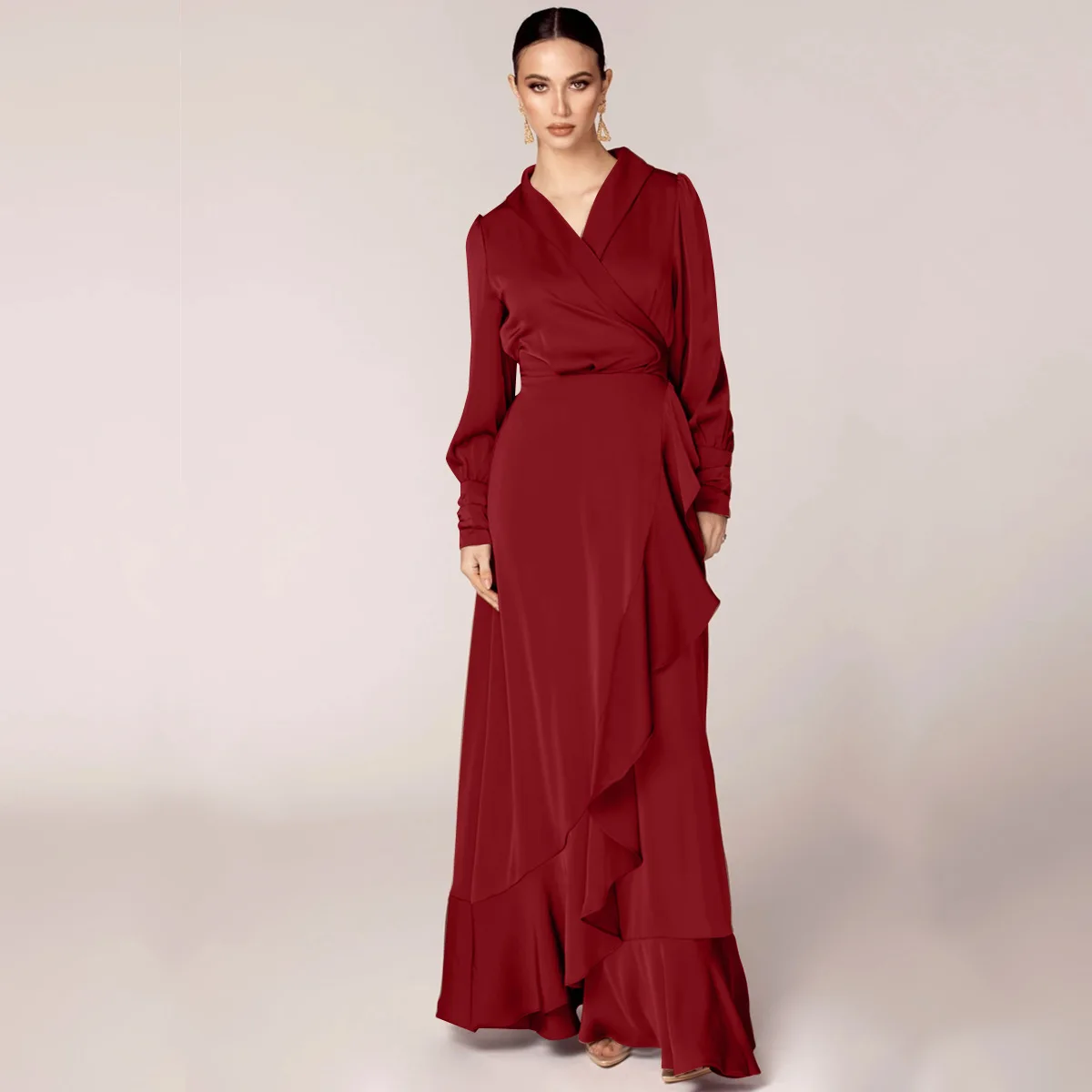 2023 Spring Muslim Dress Middle East Long Irregular Ruffle Abaya Women Robe Pour Femme Musulmane Vestidos Arabes Dubai Y Turcos