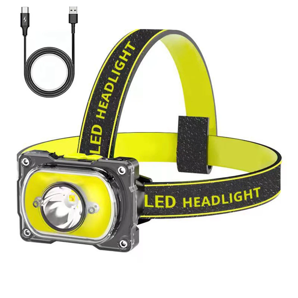 

COB016 Portable USB Rechargeable COB LED Headlamp Strong Light 4 Gears 600lm Outdoor Waterproof Warning Head Torch Flashlight