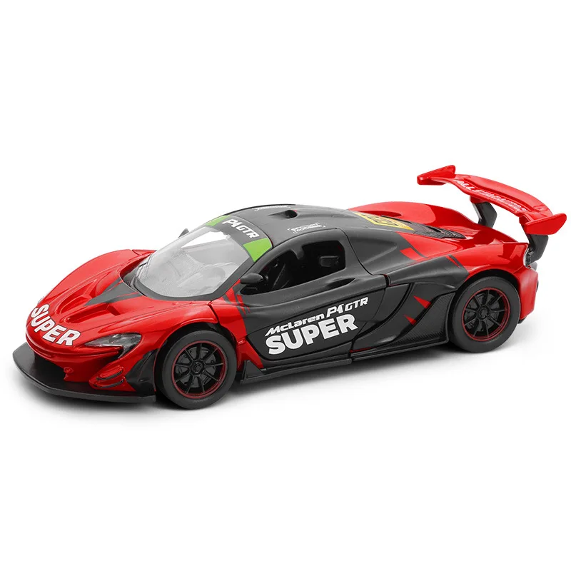 

1:32 Scale Red Diecast Super Sport Car Mclaren P1 GTR Metal Model With Light And Sound Pull Back Vehicle Alloy Toy Collection