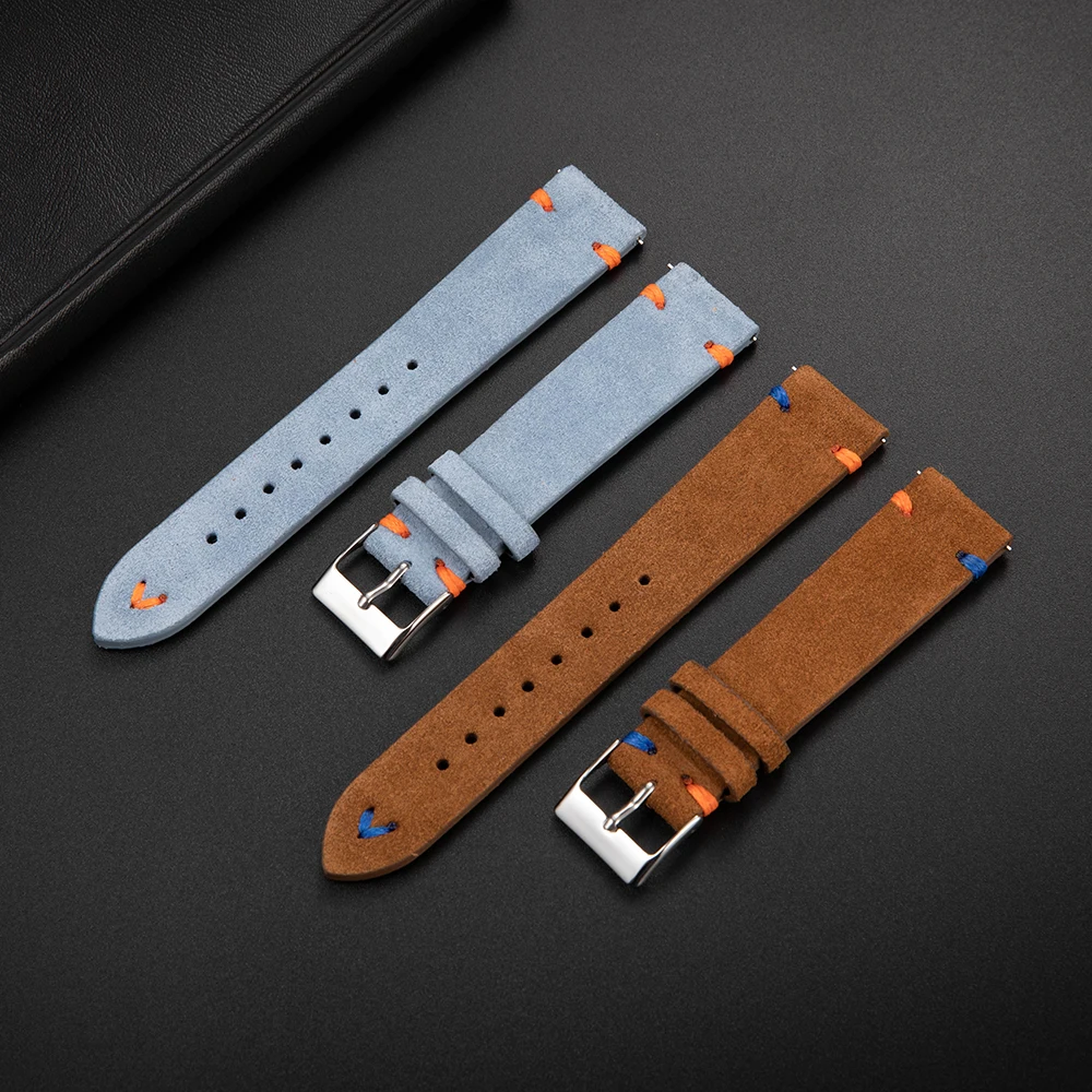 

Sdotter 20mm Suede Leather Watch Strap Suitable For Samsung Galaxy 42mm Watches Vintage Color Leather Strap Male Cinturino In Pe