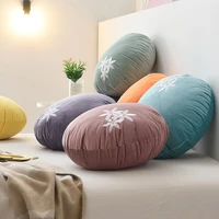 nordic simple round cushion ins style solid color stuffed pillow chic daisy embroidery cushion velvet bay window tatami futon