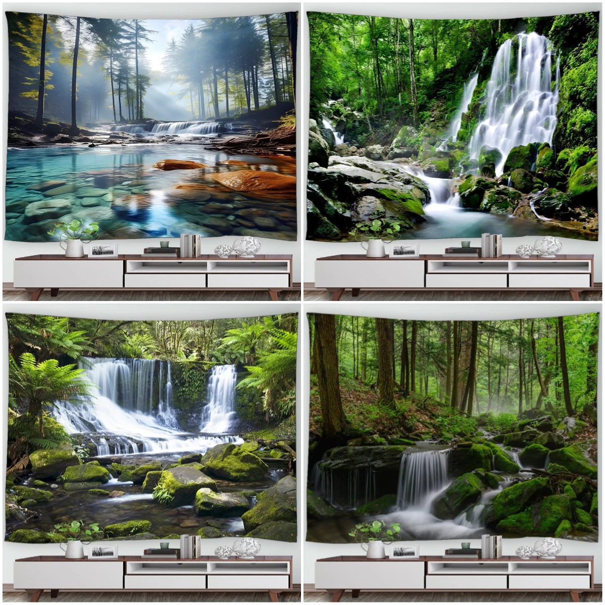 Настенный декоративный гобелен для фотосъемки природное искусство водопады