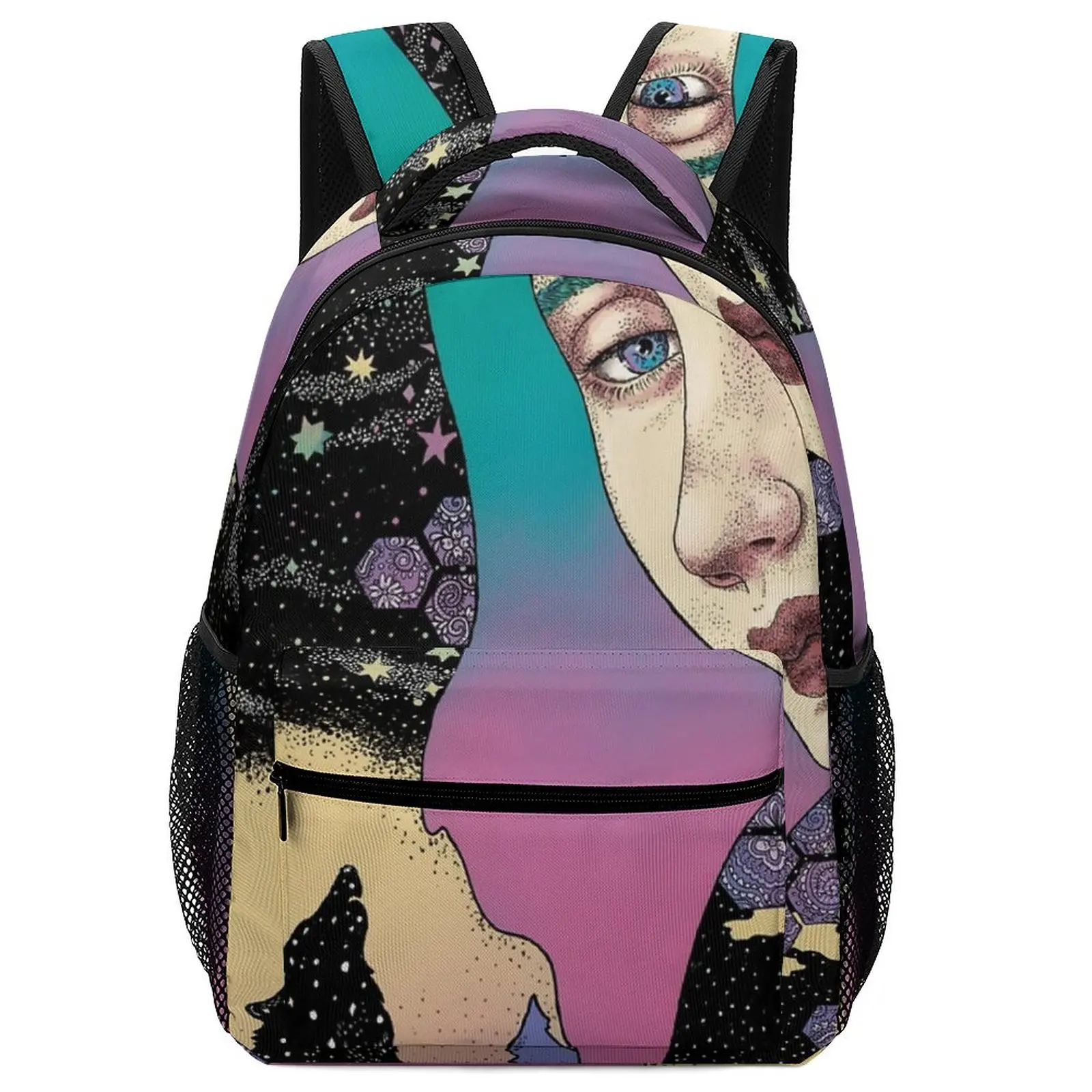 Kawaii Art Boreal Wolf Small Backpack Woman for Girls Boys Teen School Bags Backpack For Teenagers Girls