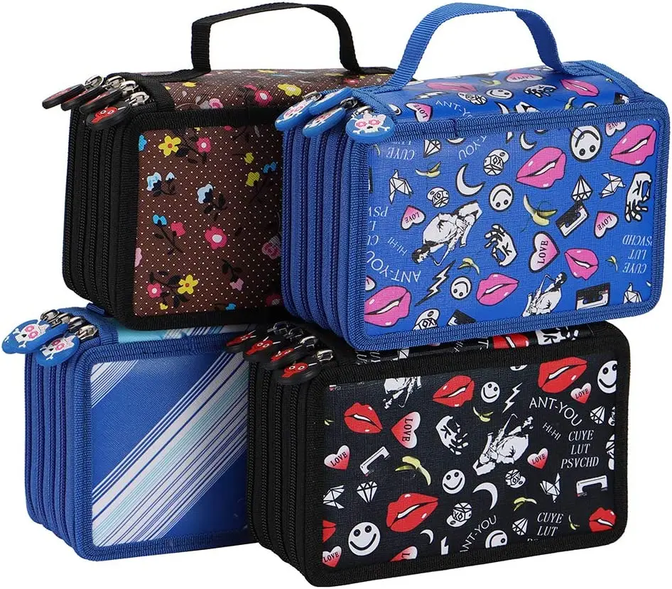 Zippered Pencil Case-Canvas 72 Slots Handy Pencil Holders fo