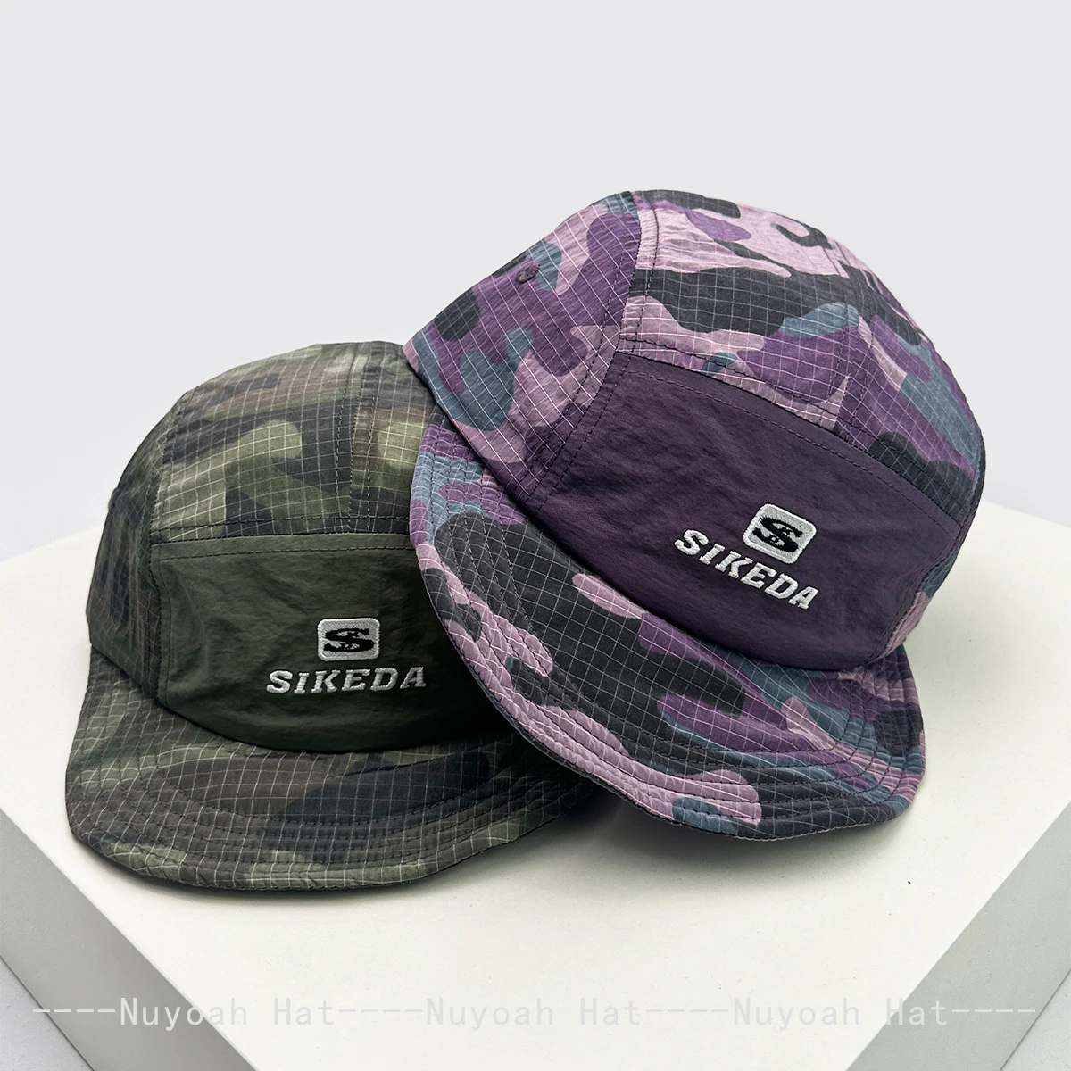 Фото Новые быстросохнущие бейсбольные кепки CAMO унисекс с вышивкой букв, солнцезащитный козырек с цветными блоками, дышащие персональные фуражки, универсальные ins №2