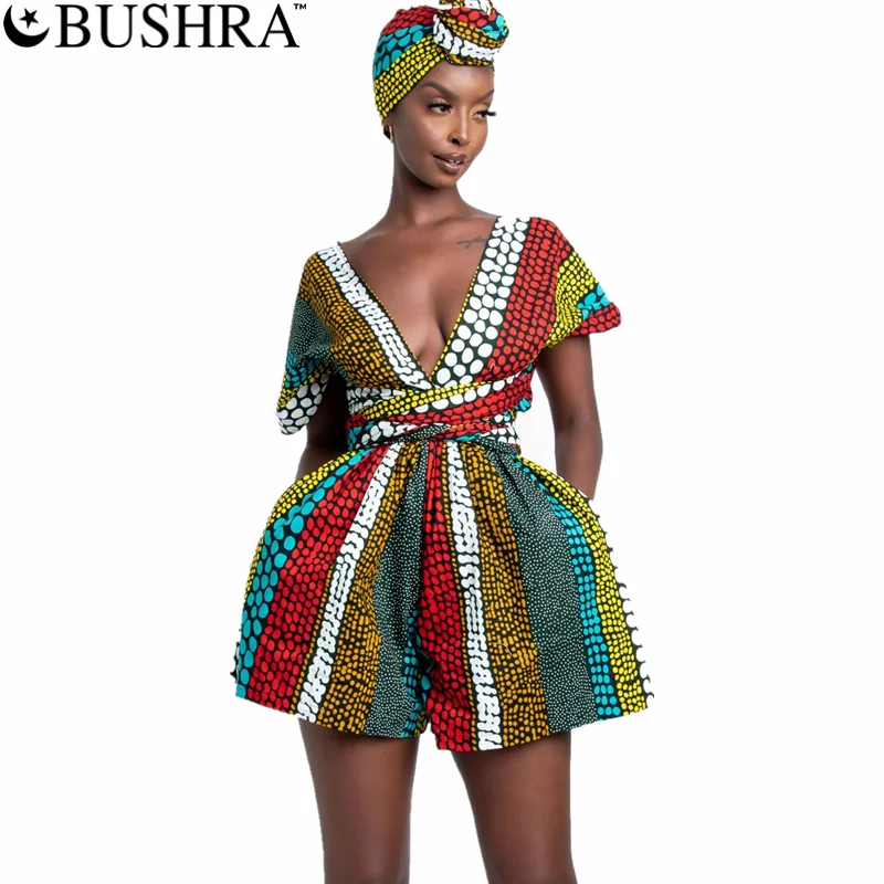 BUSHRA-traje Dashiki con estampado Retro para mujer, traje de fiesta, ropa de Ankara, Kanga, Vintage, novedad de 2022