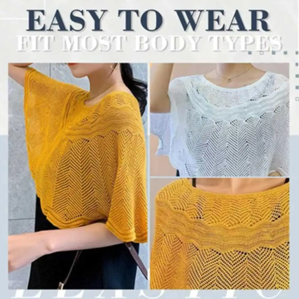 

Korean Knit Hollow Crochet Lace Shawl Summer Short Ice Cotton Pullover Blouse Women Neck Fake Guard Silk Scarf Collar Cloak S9U5