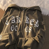 vintage fashion gothic sweatshirts letter print anime zip up hoodie men women high street y2k clothes grunge kawaii jacket