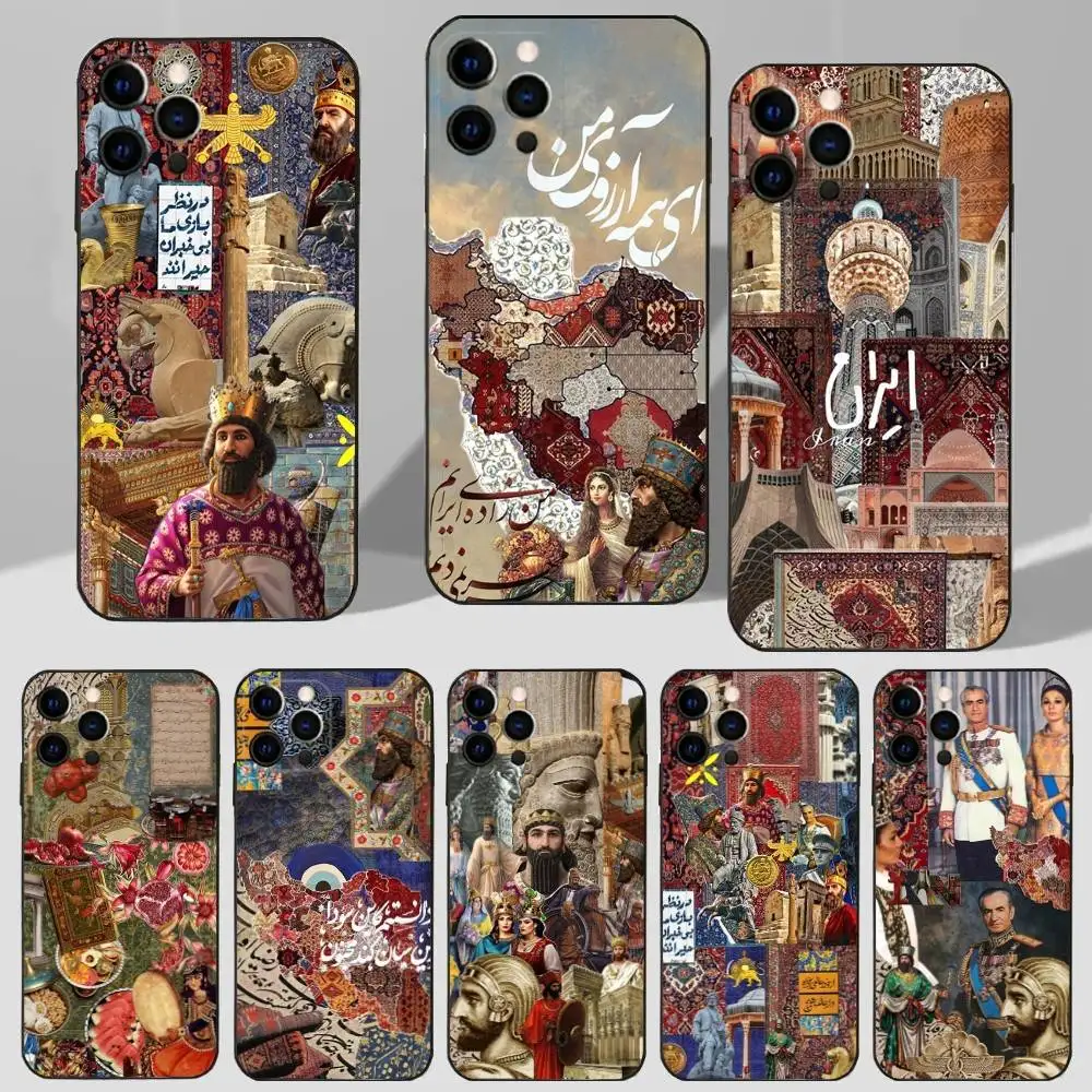 Фото Чехол для телефона I-Iran History Art Shah для iPhone 16,15,17,14,13,12,11 Plus, Pro Max, XS, XR, SE, Mini, 8,7, мягкий силиконовый черный чехол №1