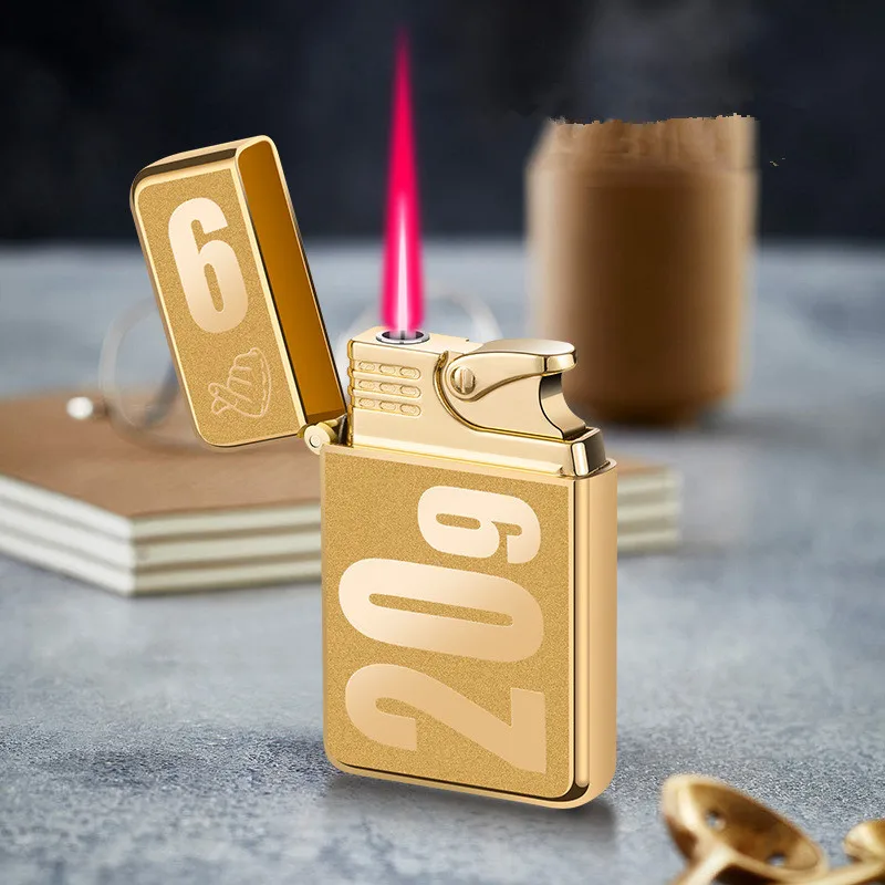 

Metal Embossed Lighter Windproof Jet Red Flame Butane Gas Turbo Torch Cigar Unusual Lighters Smoking Accessories Gadgets for Men