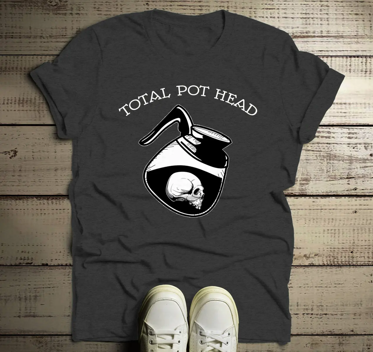 Мужская забавная кофейная футболка веселая хипстерская с надписью Total Pot Head