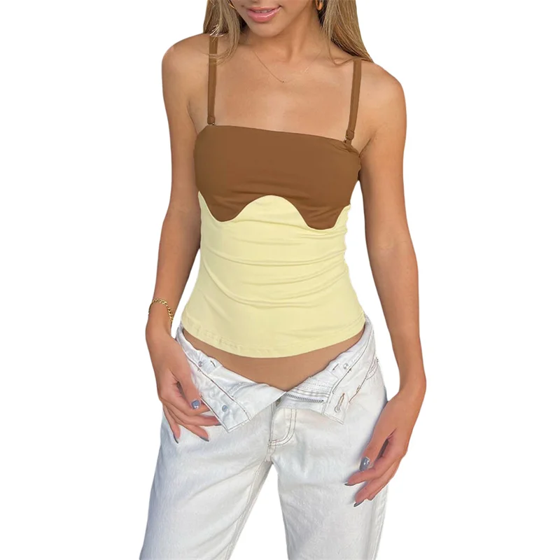 

Женский летний топ на бретелях, с квадратным вырезом и открытой спиной