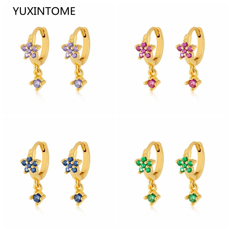 

Cute Mini Flower Hoop Earrings 925 Sterling Silver Ear Needle INS White Zircon European and American Wedding Piercing Earrings