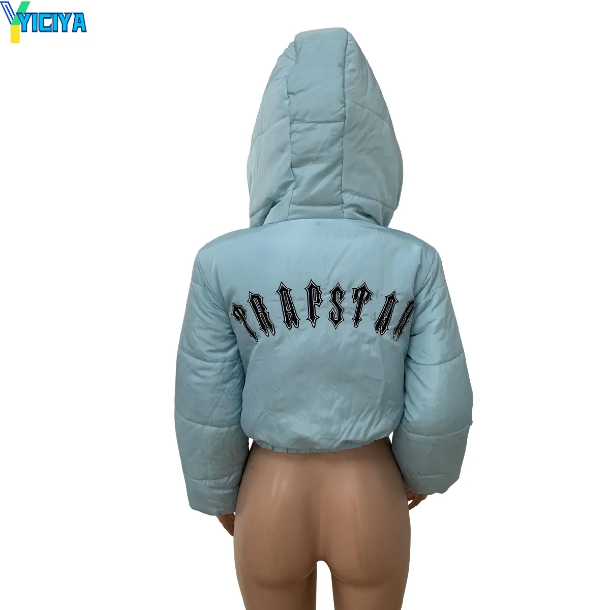 YICIYA Winter Autumn Parkas 2023 Woman Zipper Embroidered Letter Short Jackets Thick Hoodies Long Sleeve Coat Outwear Streetwear