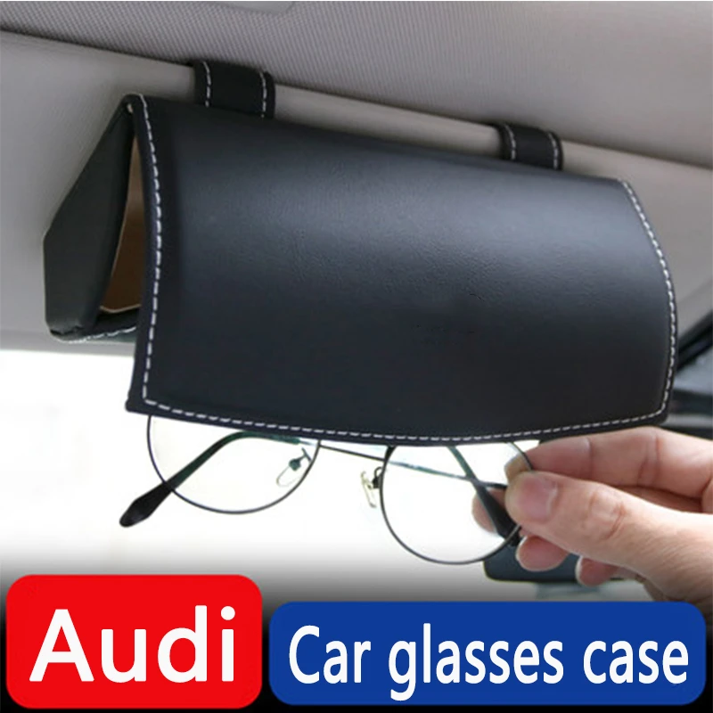

For Audi Glasses Case Box A3 A4 A6 A5 Q2 Q3 Q5 Modified Decorative Leather Sunglasses Storage Rack Clip Interior Accessories