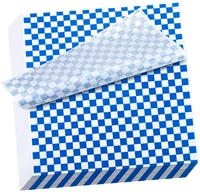 hslife 100 sheets blue and white checkered dry waxed deli paper sheets paper liners for plastic food basket wrapping bread and s
