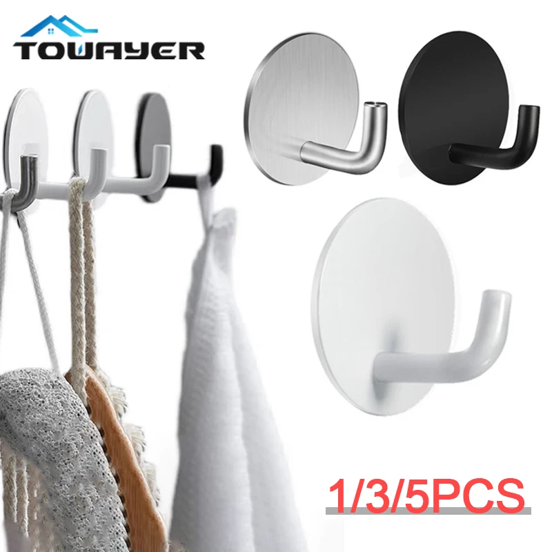 

1/3/5PCS Wall Hook Towel Hook Anti-rust Hanger Hook Coat Hook Key Umbrella Kitchenware Storage Hook Bathroom Kitchen Hook