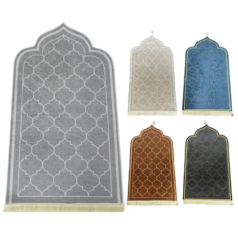 

Portable Prayer Mat High-quality Flannel Carpet Worship Kneel Embossing Non-slip Floor Carpet For Home Islamic Ramadan Eid
