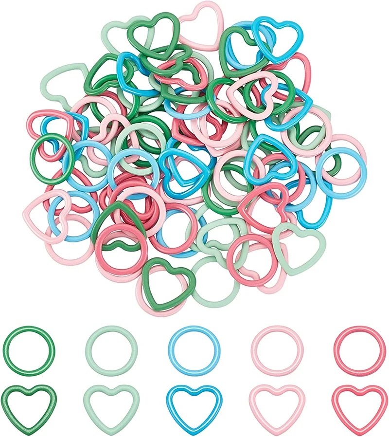 Rings Colored Zinc Alloy Heart-shaped Stitch Markers Rings For Sewing Diy K