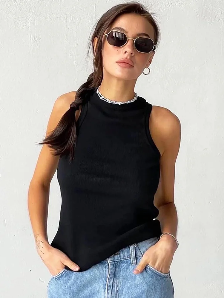 Однотонное базовое боди с высоким воротником y2k пикантное зауженной талией и