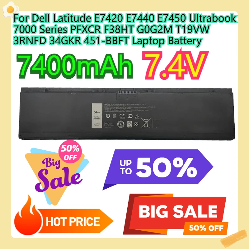Фото Аккумулятор для ноутбуков Dell Latitude E7420 E7440 E7450 Ultrabook серии 7000 PFXCR F38HT G0G2M T19VW 3RNFD 34GKR 451-BBFT №1