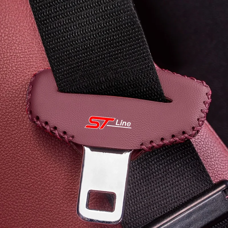 Фото Новые кожаные накладки на пряжки ремней безопасности для Ford Puma STLine, Fiesta, Fusion, Edge, Kuga, Escape №4