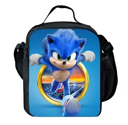 

New SonicCartoon Animation Student Outdoor Bag Portable Cartoon Lunch Bag Ice BagSports Backpack Lightening Zipper