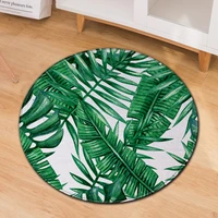 tropical plants round carpet anti slip dirt resistant cactus floor rugs soft absorbent polyester mat home decor for living room