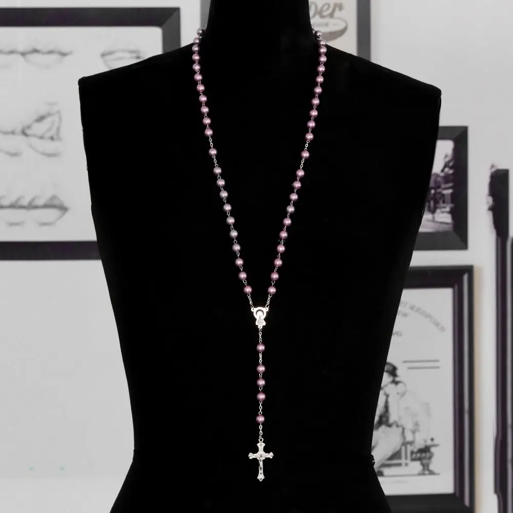 Очаровательное ожерелье с распятием и крестом кулон Девы Марии цепочка бусинами