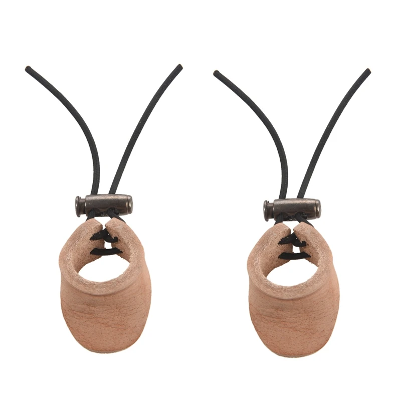 

2X Thicken Cow Leather Thumb Finger Tip Protector Guard Ring Tab Leather Hunting Practice Archery Pull Bow Glove New