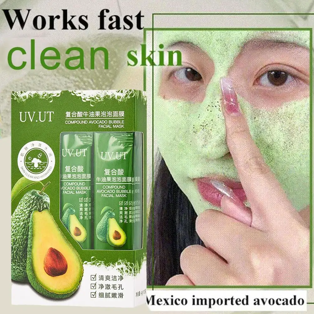 

Avocado Bubble Cleaning Facial Mask Brighten Skin Improve Acne Face Pores Yellowing Shrink Dullness Blackheads Mask Remove B9B7