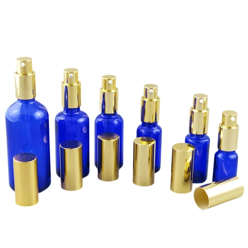 Cosmetic Flask Pump Bottle Gold Black Cap Perfume Essence Lotion Fragrance Serum Cream Containers Vials 15pcs