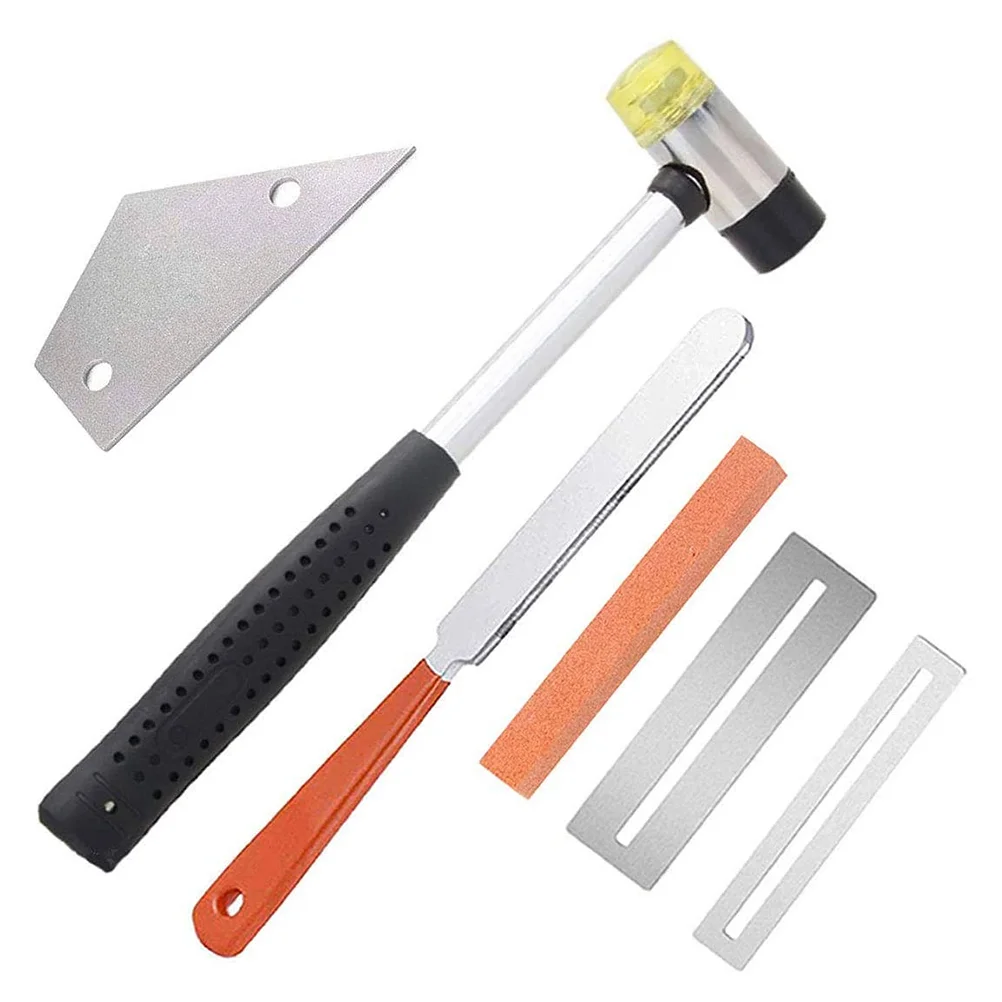 

6Pcs Guitar Luthier Tool Guitar Fret Crowning File Double Headed Guitar Fret Wire Rubber Fret Rocker Fingerboard Guards for