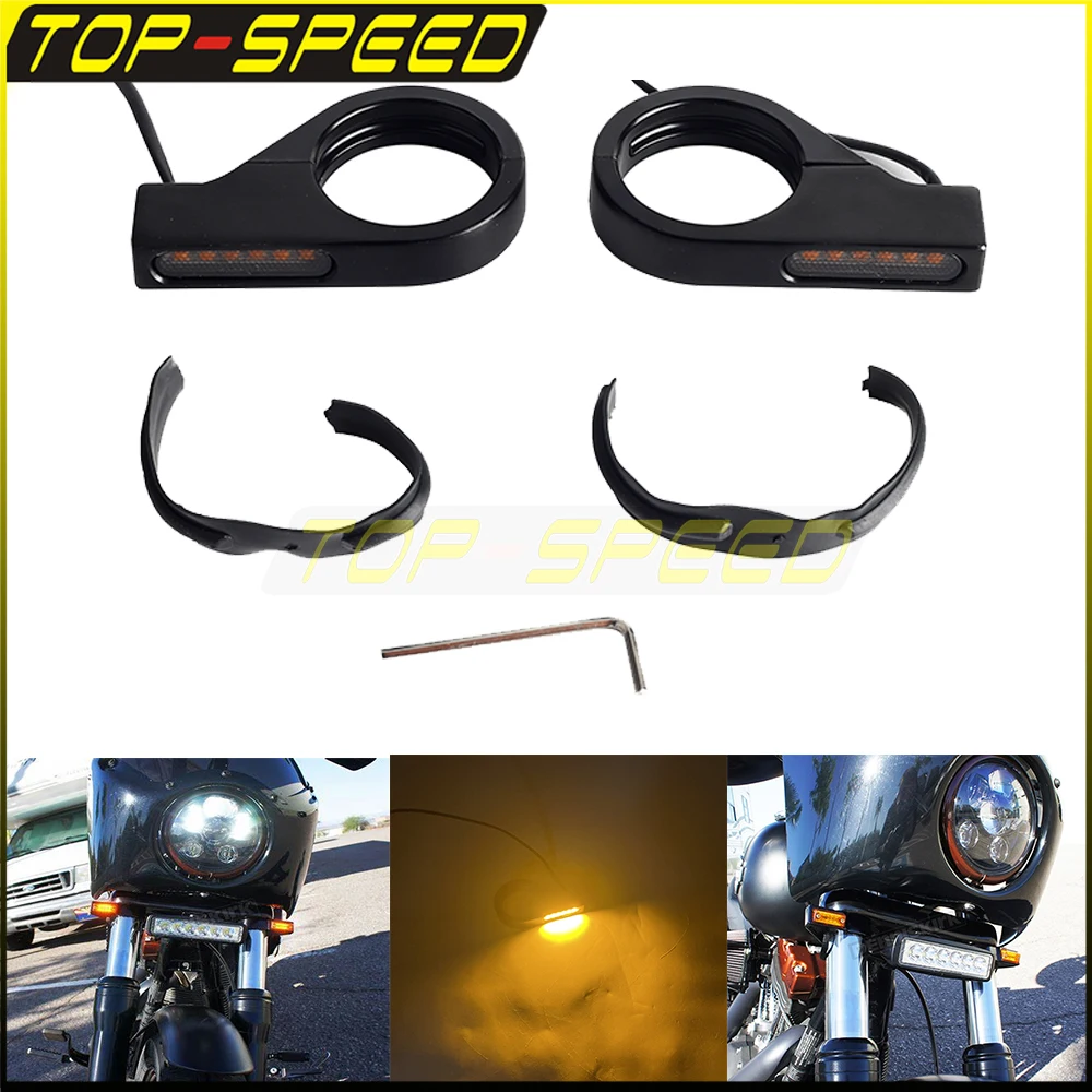 

E24 E-Mark фонарь для мотоцикла Янтарный, 41 мм, вилочные трубки, сигнал поворота, фонари рулевого управления 12 В для Harley Street Softail Trike CVO