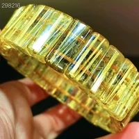 natural gold rutilated quartz clear rectangle beads bracelet bangle women men 18 2x8 3x5 8mm fashion wealthy stone aaaaaa