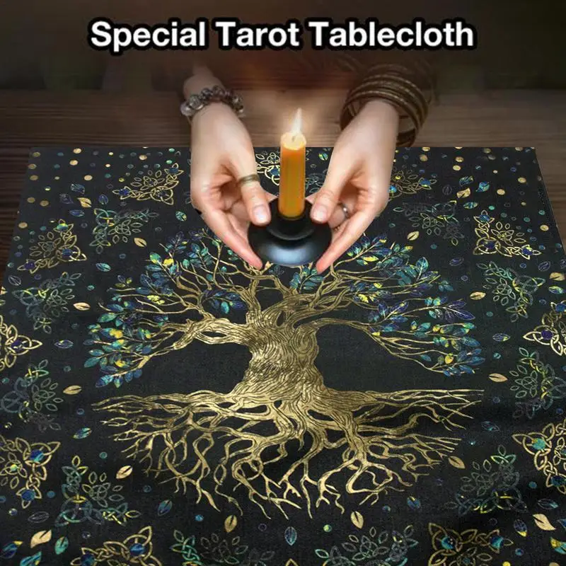

Altar Cloth Tarot Mat | Tarot Card Cloth Witchcraft Tablecloth | Tree of Life Linen Divination Tarot Cards Table Cloth Tapestry